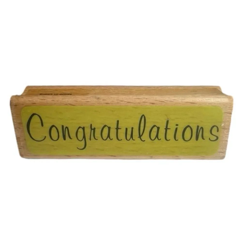 New Stampin Up Vintage Congratulations Wooden Rubber Fancy Script Word Stamp